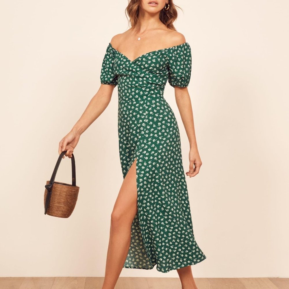 Reformation Pearl Chive Dress Off